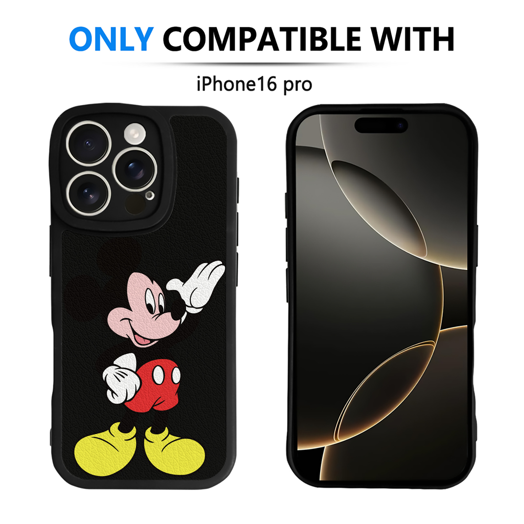 （画像用） ミッキーマウス Mickey Mouse 【iPhone 16シリーズ対応】シリコンスマホケース（レザー調） 材質：シリコン